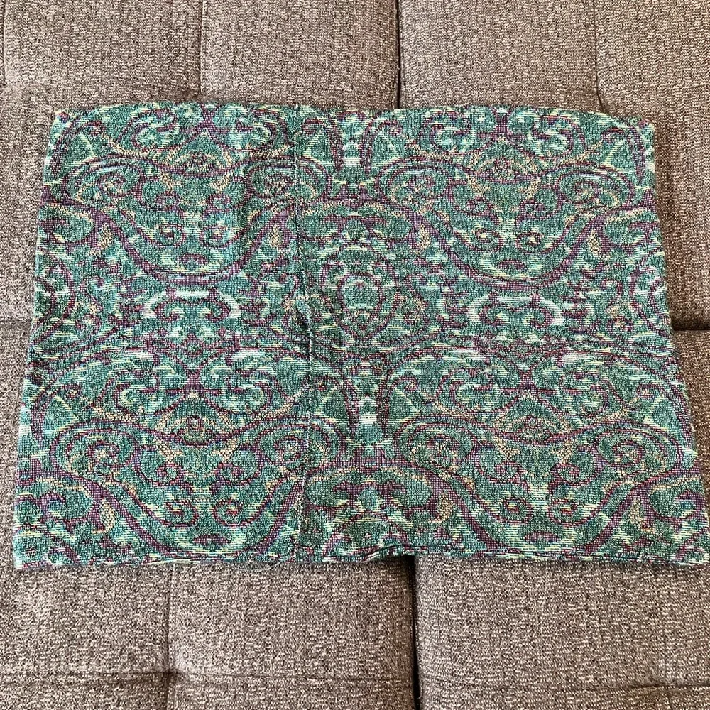Hand crafted handmade iris flower & bud bordered standard tapestry pillow cover